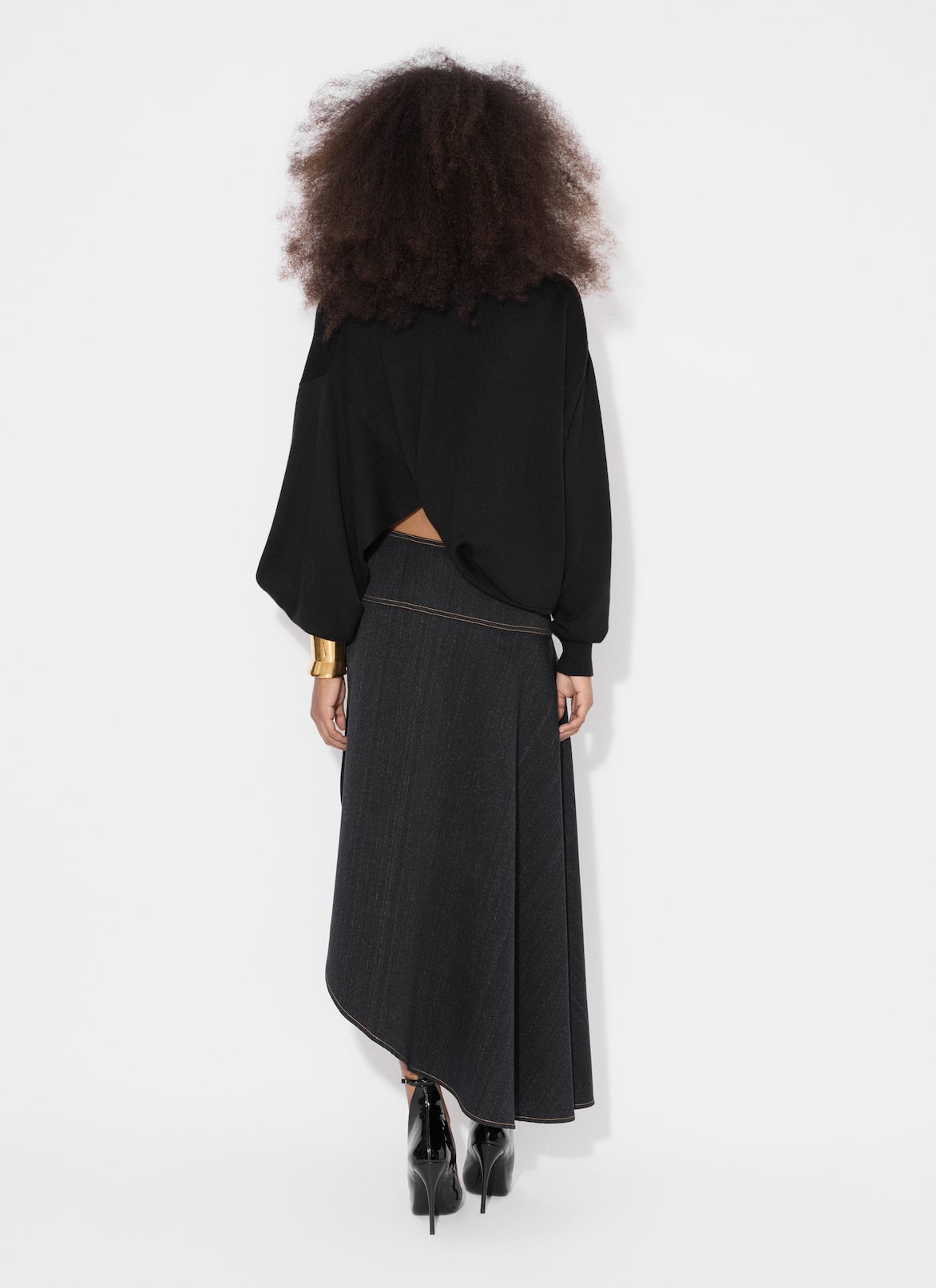 ASYMMETRICAL SKIRT IN WOOL DENIM ALAÏA NIGHT BLUE ASYMMETRICAL SKIRT IN WOOL DENIM